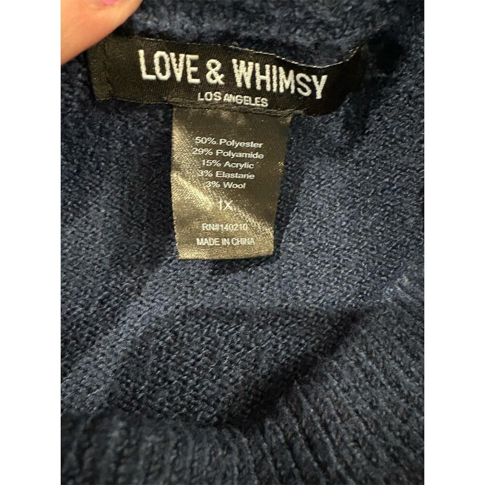 Love & Whimsy Los Angeles Sweater Womens Plus 1X Navy Daisy Floral - Picture 4 of 6
